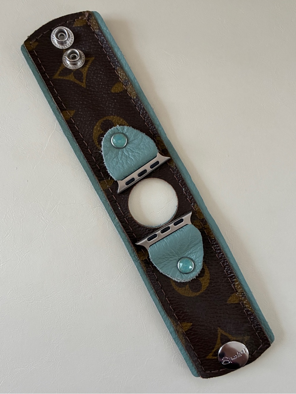 Spark*l Authentic Upcycled LV Cuff Apple Watch Band - Size XS, 38-41mm